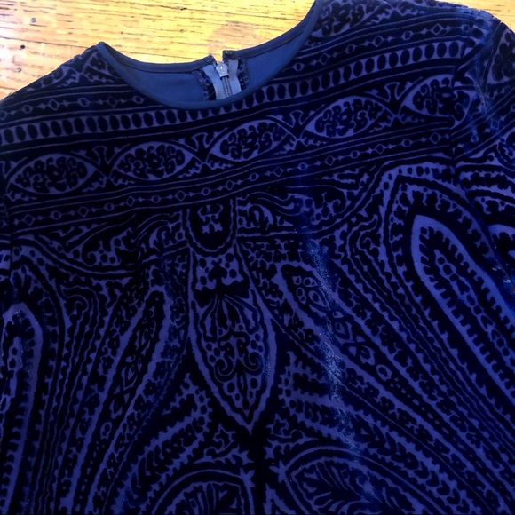 VINTAGE PURPLE PATTERNED VELVET AND CHIFFON DRESS - Picture 2 of 6